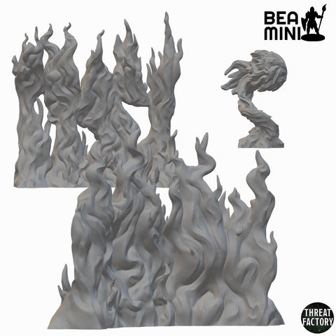 Wall of Fire and Flaming Sphere | BeaMini Unpainted RPG Miniatures