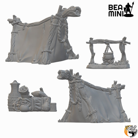 Travelers Camp | BeaMini Unpainted RPG Miniatures