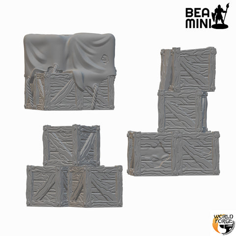 Crates | BeaMini Unpainted RPG Miniatures