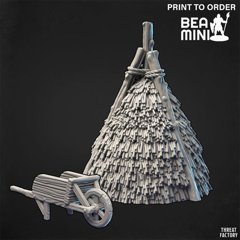 Haystack and Wheelbarrow | BeaMini Print to Order Miniatures