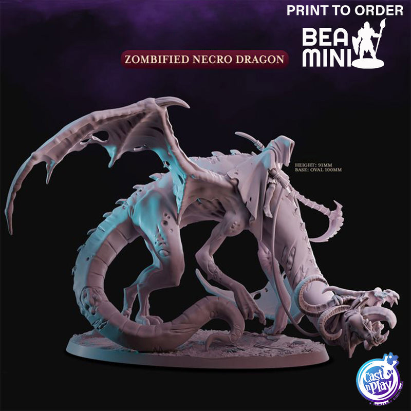 Zombified Necro Dragon | BeaMini Print to Order Miniatures