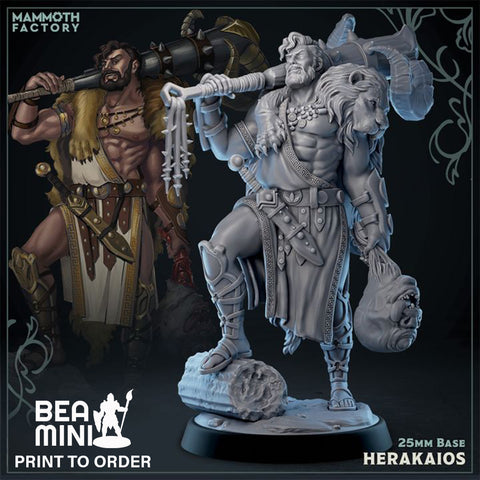 Herakaios, Human Barbarian | BeaMini Print to Order Miniatures