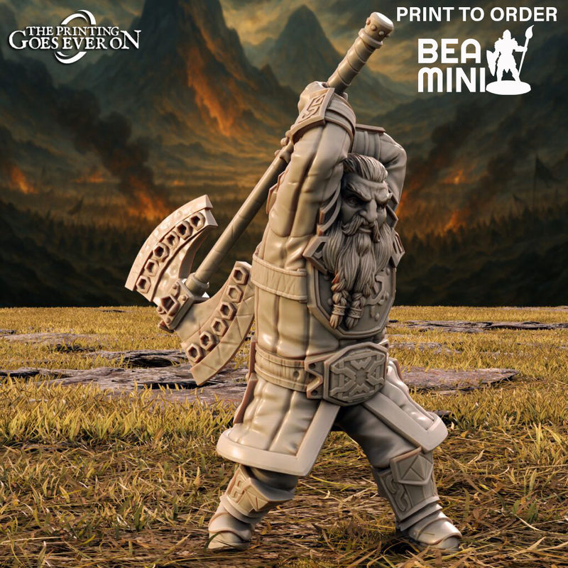 Grumlin - Dwarven Fighter | BeaMini Print to Order Miniatures