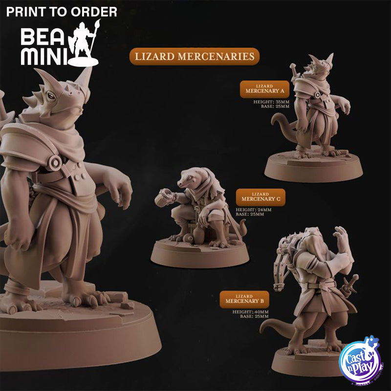 Lizardfolk Mercenaries | BeaMini Print to Order Miniatures