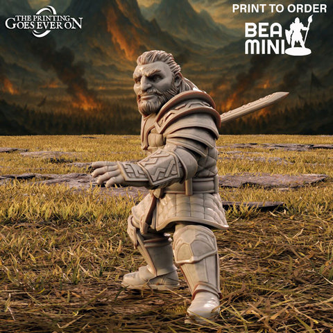 Kaldin - Dwarven Fighter | BeaMini Print to Order Miniatures
