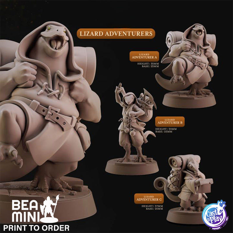 Lizardfolk Adventurers | BeaMini Print to Order Miniatures