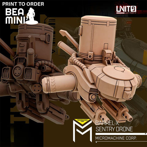 Barrel-X Sentry Drone | BeaMini Print to Order Miniatures