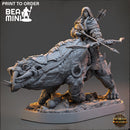 Hedlana the Impaler on Tuskerbeast | BeaMini Print to Order Miniatures