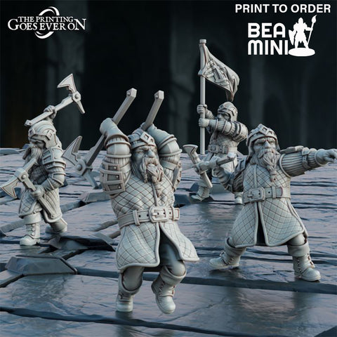 Dwarven Axethrowers (4 models) | BeaMini Print to Order Miniature