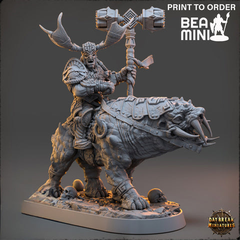 Irgut the Crusher on Tuskerbeast | BeaMini Print to Order Miniatures