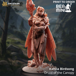 Khalia Birdsong, Elven Druid | BeaMini Print to Order Miniatures