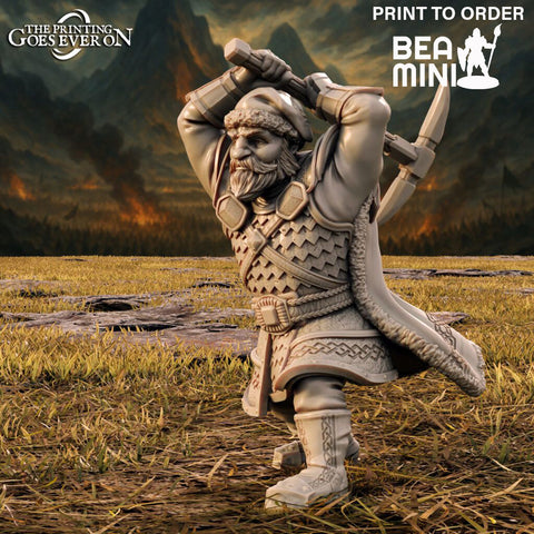 Bormur - Dwarven Fighter | BeaMini Print to Order Miniatures