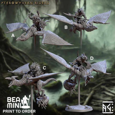 Pterowyvern Riders | BeaMini Print to Order Miniatures