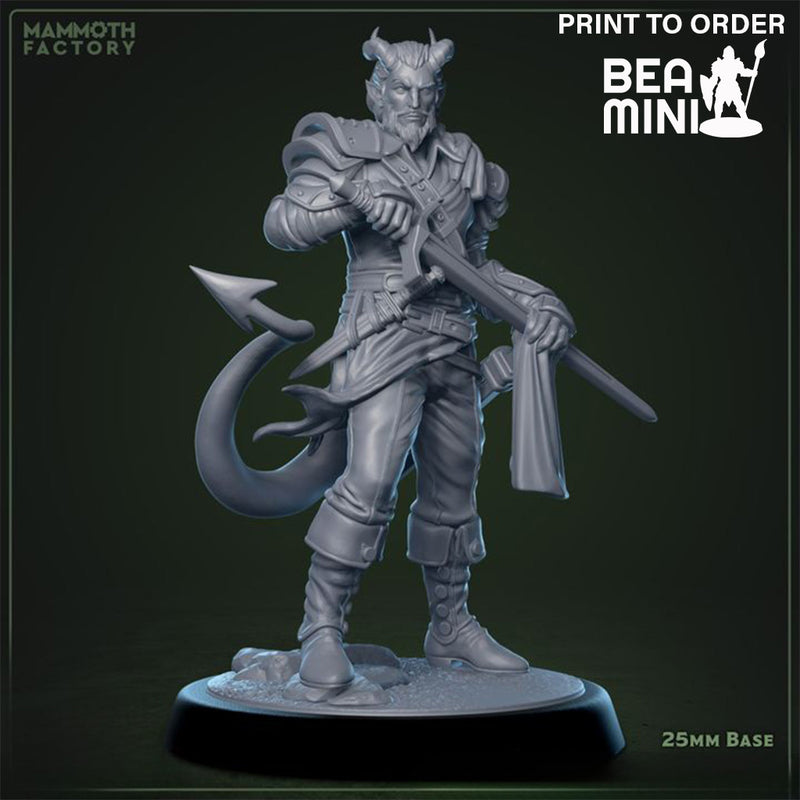 Male Tiefling Rogue | BeaMini Print to Order Miniatures