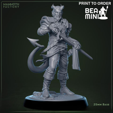 Male Tiefling Rogue | BeaMini Print to Order Miniatures