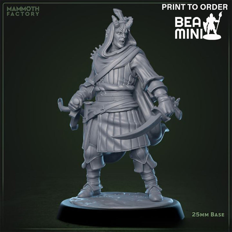Tiefling Barbarian | BeaMini Print to Order Miniatures