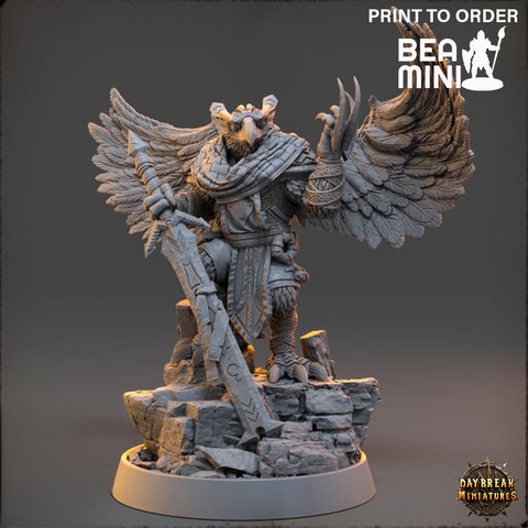 Feero Overglide - Aarakocra Fighter | BeaMini Print to Order Miniatures