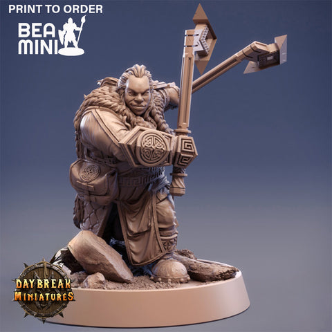Glimma Dammering - Dwarven Barbarian | BeaMini Print to Order Miniatures