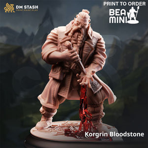 Korgin Bloodstone, Dwarf Warlock | BeaMini Print to Order Miniatures