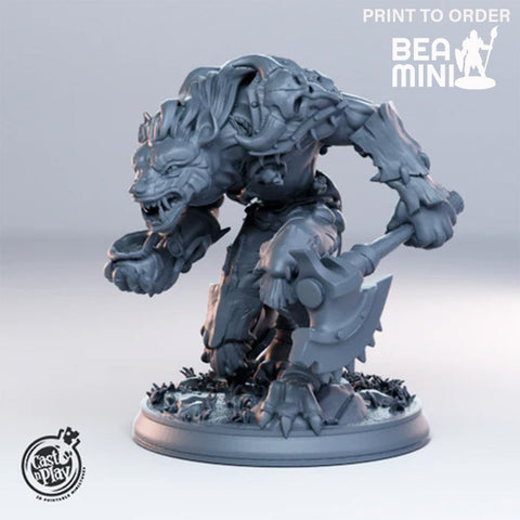 Gnoll Leader with Axe | BeaMini Print to Order Miniatures