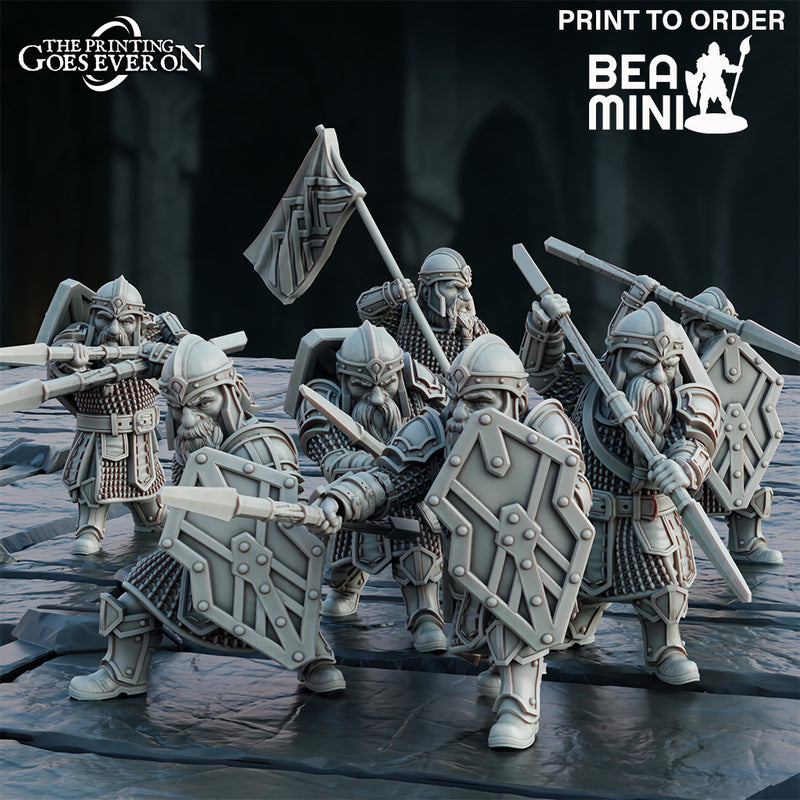 Dwarven Spearmen (6 models) | BeaMini Print to Order Miniature