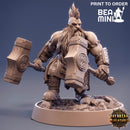 Flint Hammerfell - Dwarven Barbarian | BeaMini Print to Order Miniatures