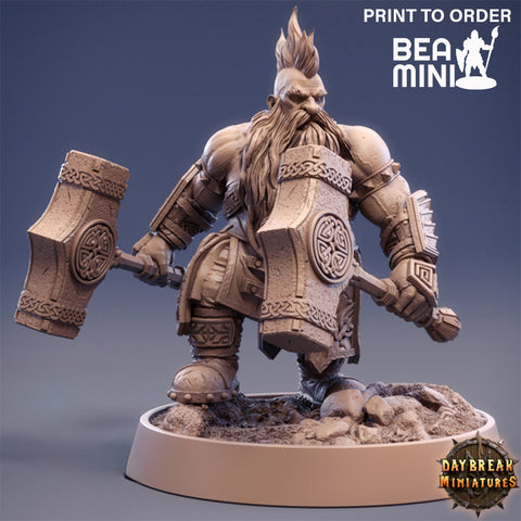 Flint Hammerfell - Dwarven Barbarian | BeaMini Print to Order Miniatures