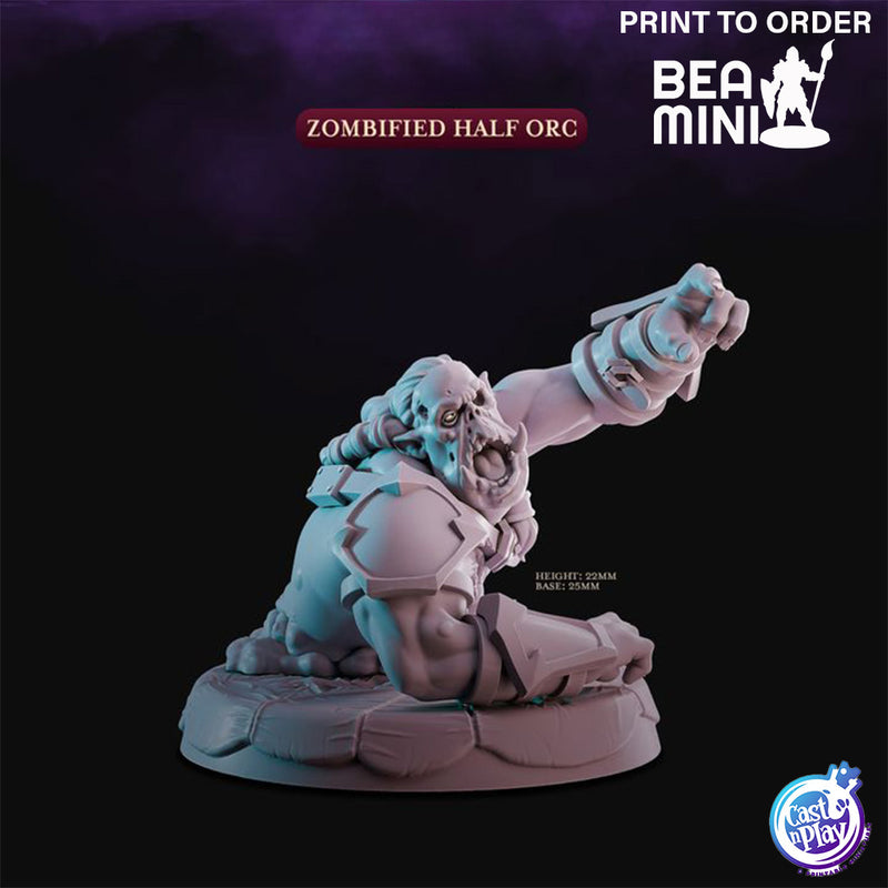 Zombified Half Orc | BeaMini Print to Order Miniatures
