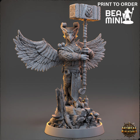 Enok Bluefeather - Aarakocra Cleric | BeaMini Print to Order Miniatures