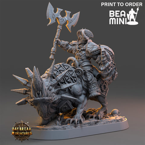 Grand Duke Anton Liechtengruber on Horned Wolf | BeaMini Print to Order Miniatures