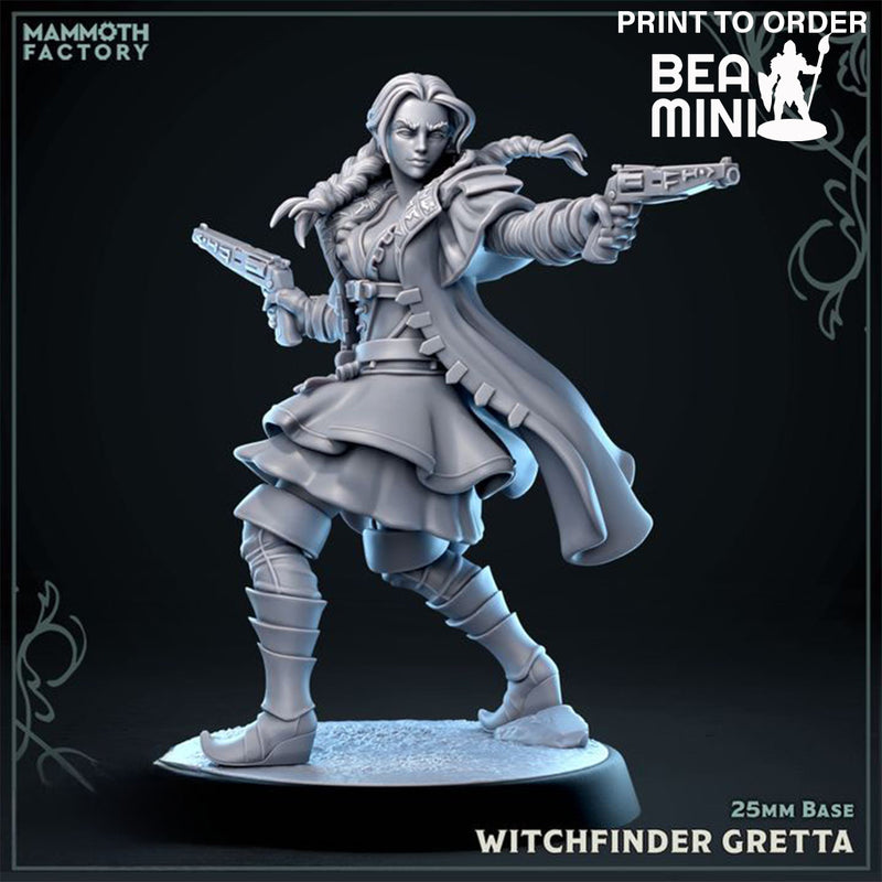 Witchfinder Gretta, Human Rogue | BeaMini Print to Order Miniatures