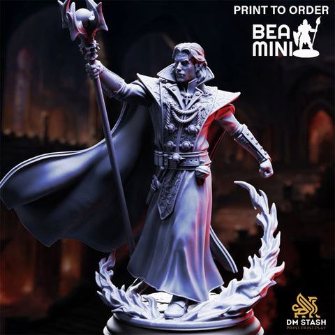 Vampire Blood Mage - Renard the Black Hearted | BeaMini Print to Order Miniatures