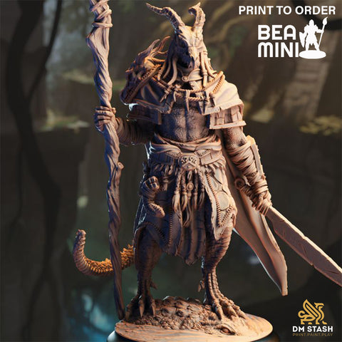 Dragonborn Druid Horzin Ashen-Palm | BeaMini Print to Order Miniatures