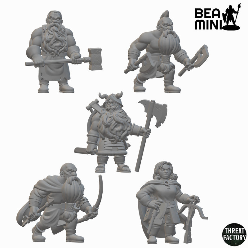 Dwarven Warband (wave 2) | BeaMini Unpainted RPG Miniatures