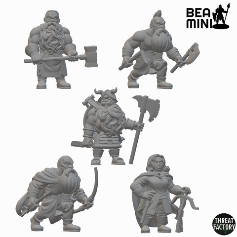 Dwarven Warband (wave 2) | BeaMini Unpainted RPG Miniatures