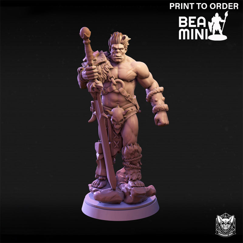 Half-Orc Barbarian | BeaMini Print to Order Miniature