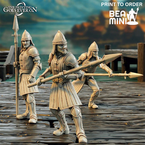 Town Guard Spearmen | BeaMini Print to Order Miniatures