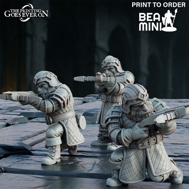 Dwarven Crossbowman (3 models) | BeaMini Print to Order Miniature