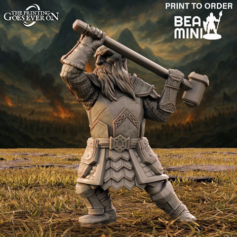 Durgan - Dwarven Cleric | BeaMini Print to Order Miniatures