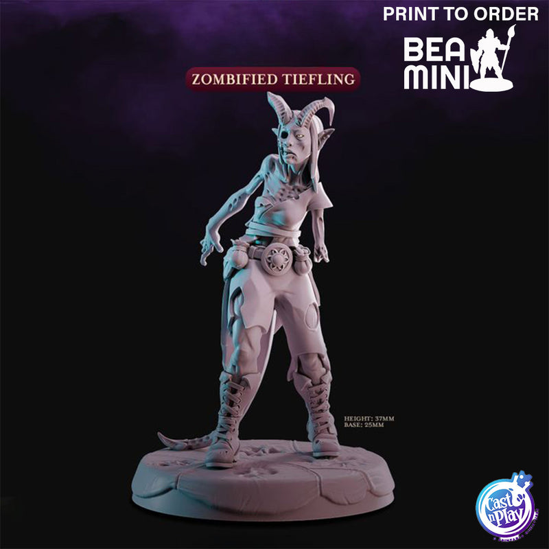 Zombified Tiefling | BeaMini Print to Order Miniatures