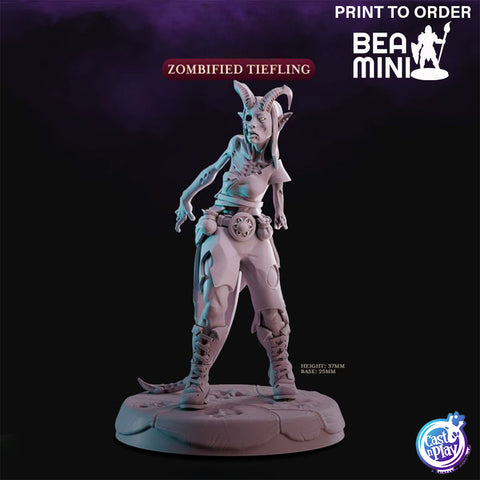 Zombified Tiefling | BeaMini Print to Order Miniatures
