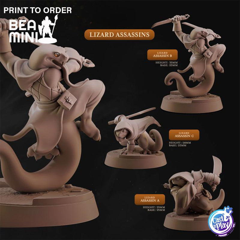 Lizardfolk Assassins | BeaMini Print to Order Miniatures