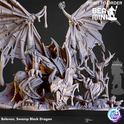 Belevon, Swamp Black Dragon | BeaMini Print to Order Miniatures