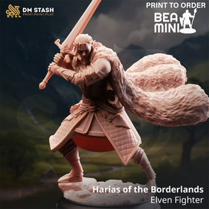 Harias, Elf Fighter | BeaMini Print to Order Miniatures
