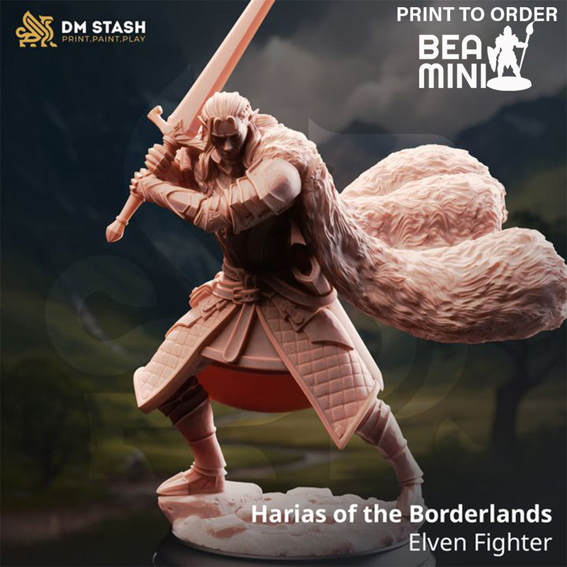 Harias, Elf Fighter | BeaMini Print to Order Miniatures