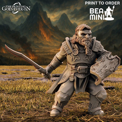 Thargrim - Dwarven Fighter | BeaMini Print to Order Miniatures