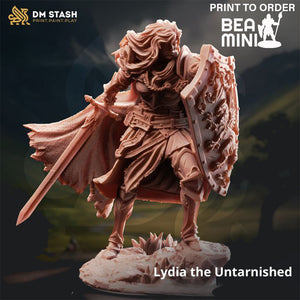 Lydia The Untarnished, Female Human Paladin | BeaMini Print to Order Miniatures