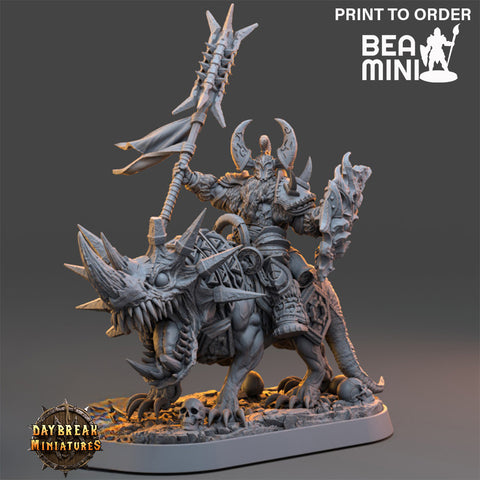 Celestus Rhinefang on Horned Wolf | BeaMini Print to Order Miniatures