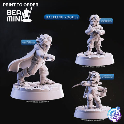 Halfling Rogues | BeaMini Print to Order Miniatures