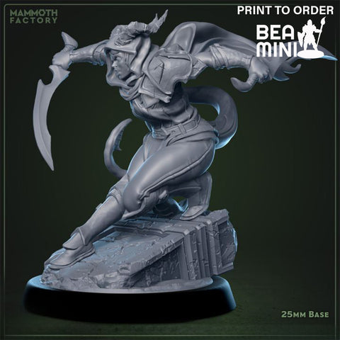 Nalsharine, Tiefling Rogue | BeaMini Print to Order Miniatures